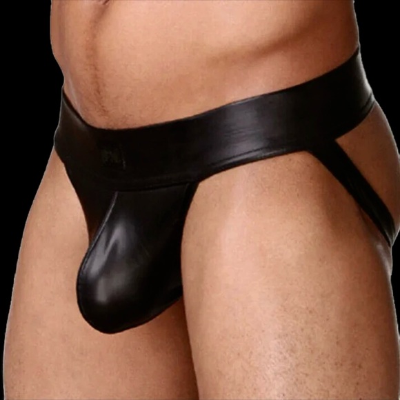 PU Faux Leather Underwear Men's Jockstrap - Picture 2 of 6